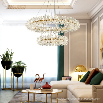 Factory wholesale decoration round golden luxury modern K9 crystal chandelier